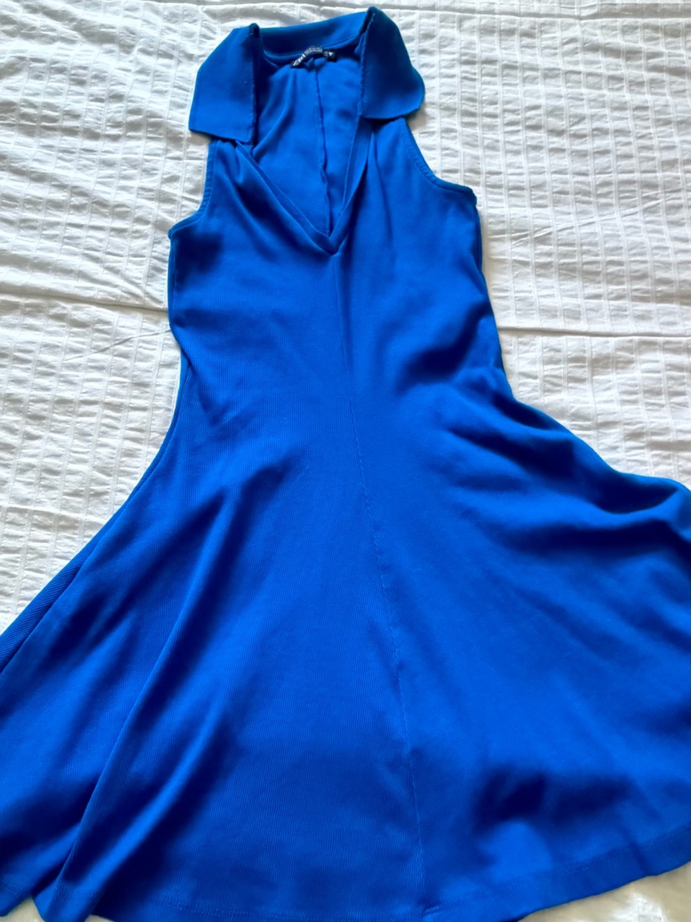 Zara Royal Blue Collared Fit-and-Flare Dress